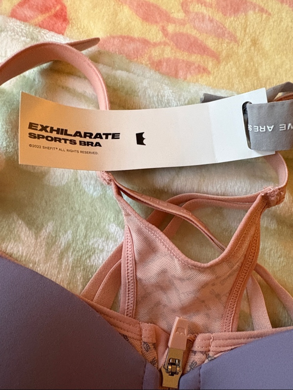 SHEFIT Exhilarate Front-Zip Sports Bra in dusty violet and rose medium NWT - Picture 5 of 7